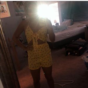 Yellow floral romper